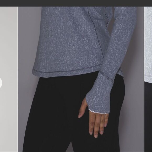 LULULEMON Outrun Long Sleeve Rulu Top Jacquard Artic Ice Gray White 8 Medium - Picture 5 of 13